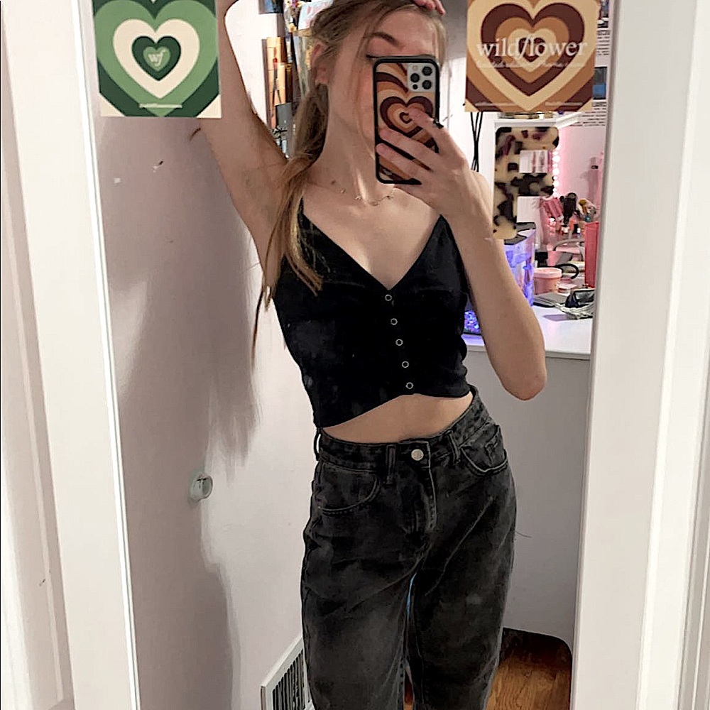 Pacsun Black V-Neck Tank, Button-Up